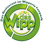 Logo des Restaurants Das Wipp im Wipperia Park, grünes Kreisdesign mit gelben Akzenten