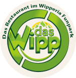 Green logo reading “das Wipp” with circular text “Das Restaurant im Wipperia Park”