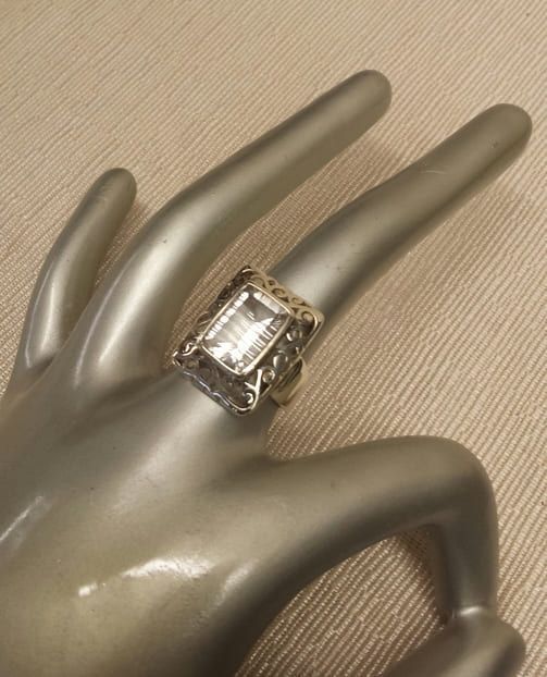 925er Silberring mit Bergkristall, facettiert, Laserschliff