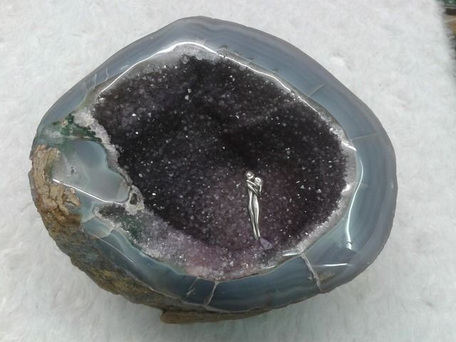 Amethyst Druse mit Liebespaar aus 925er Silber