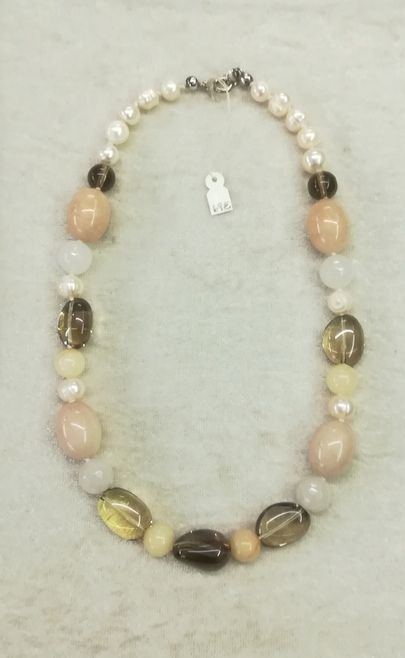 Collier mit Achat, Silberteile und 925er SV