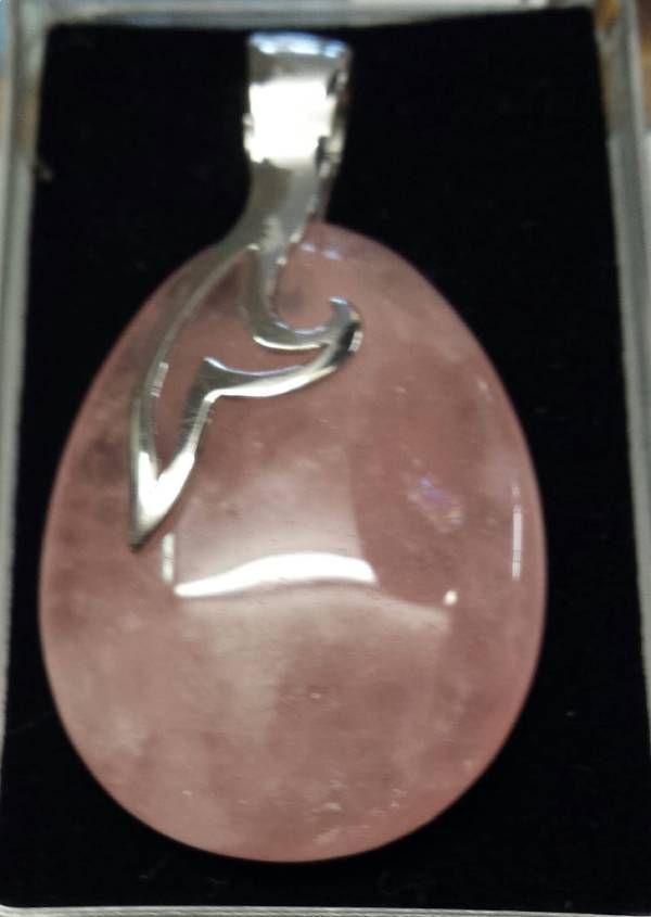 Rosenquarz-Anhänger mit 925 Silber