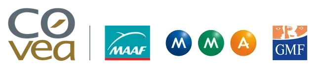 Logos pour Covea, MAAF, MMA, GMF.