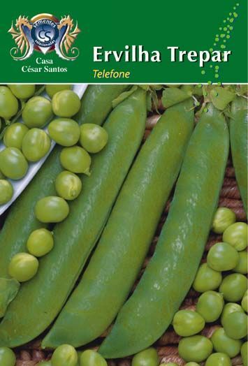 Etrevilha Trepar packaging with green peas and pea pods on a green background