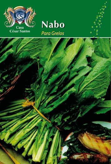 Green leaf bunch labeled “Nabo” on a grocery product package with a farm logo.