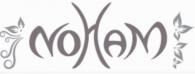Un logo stylisé gris, composé du mot « NOHAM », orné d'un parchemin décoratif feuillu sur les côtés gauche et droit.