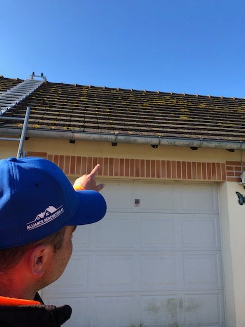 Toiture sale et mousseuse