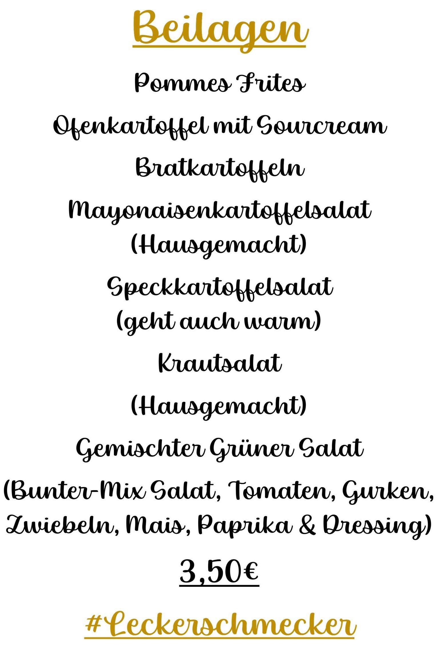 Beilagen | Speisekarte | Räucherscheune