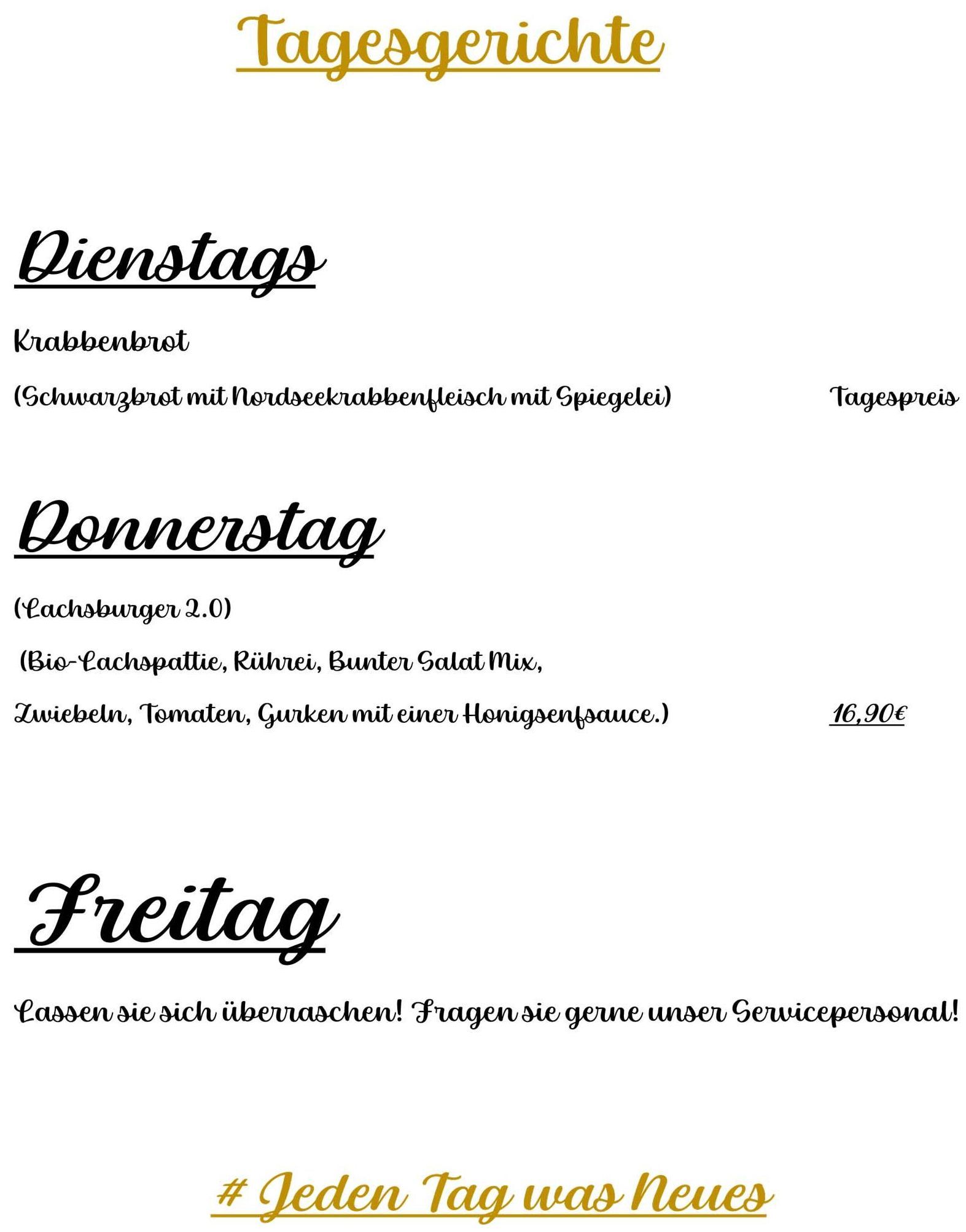 Tagesgerichte | Speisekarte | Räucherscheune