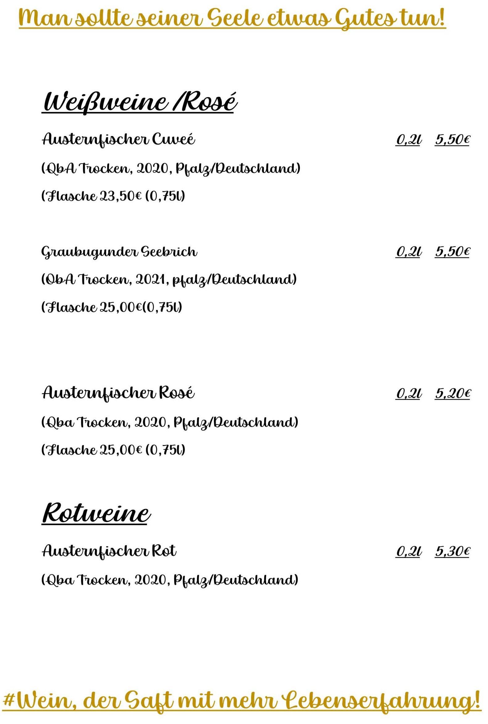 Wein | Speisekarte | Räucherscheune