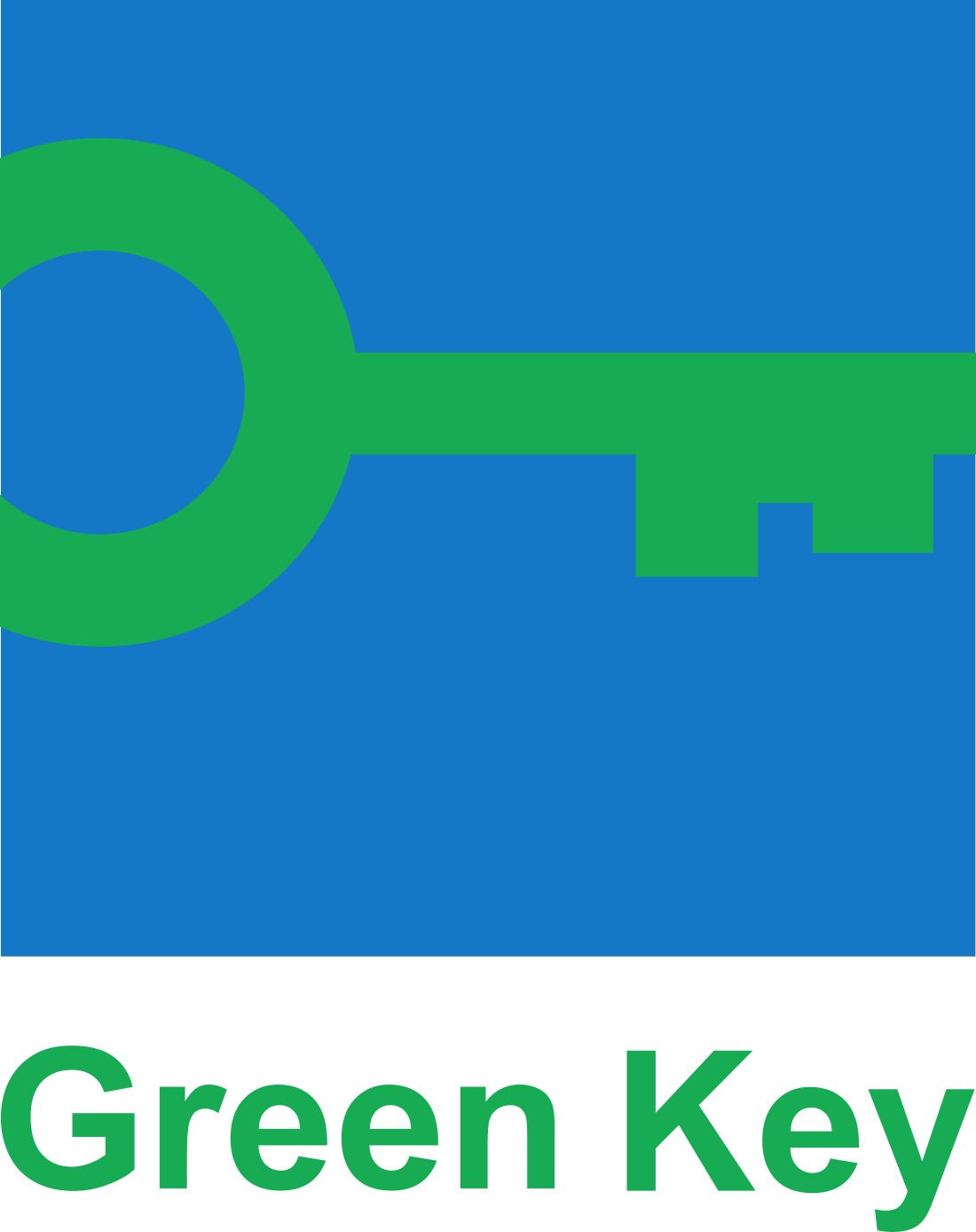 DEHOGA Umweltcheck Gold-Logo in Blau, Grün und Weiß auf braunem Hintergrund