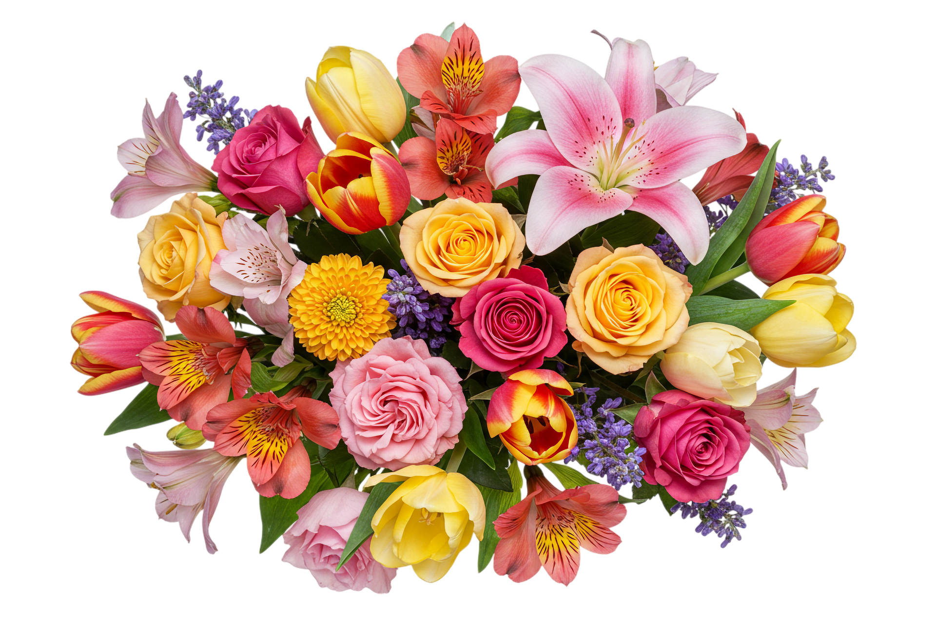 Un bouquet coloré de fleurs.