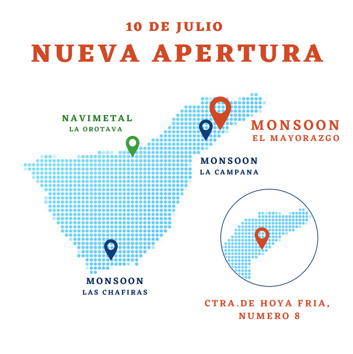Un mapa que muestra la ubicación del monzón La Campana.