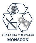 A logo for chatarra y metales monsoon with a recycle symbol