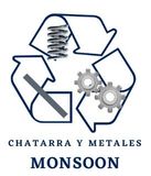 A logo for chatarra y metales monsoon with a recycle symbol