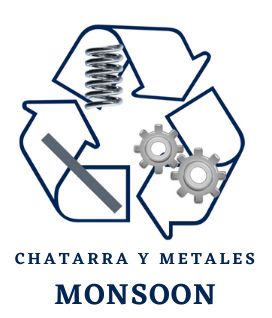 A logo for chatarra y metales monsoon with a recycle symbol