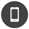 Un icono de teléfono celular en un círculo sobre un fondo blanco.