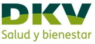 A green and white logo for dkv salud y bienestar