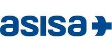 Un logotipo azul y blanco para una empresa llamada asisa.