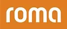 Das Wort „Roma“ ist in Weiß auf orangefarbenem Hintergrund geschrieben.