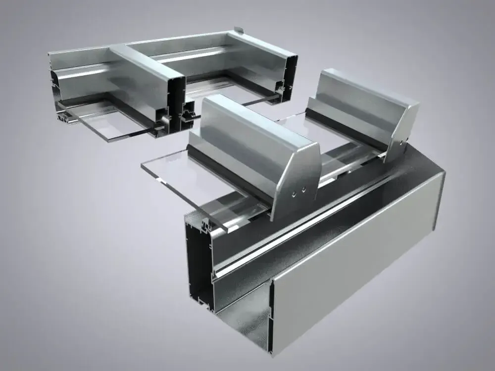 Ein 3D-Modell einer Metallstruktur mit grauem Hintergrund