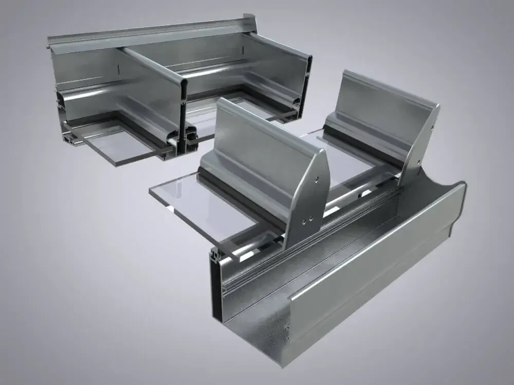 Ein 3D-Modell einer Metallstruktur mit grauem Hintergrund