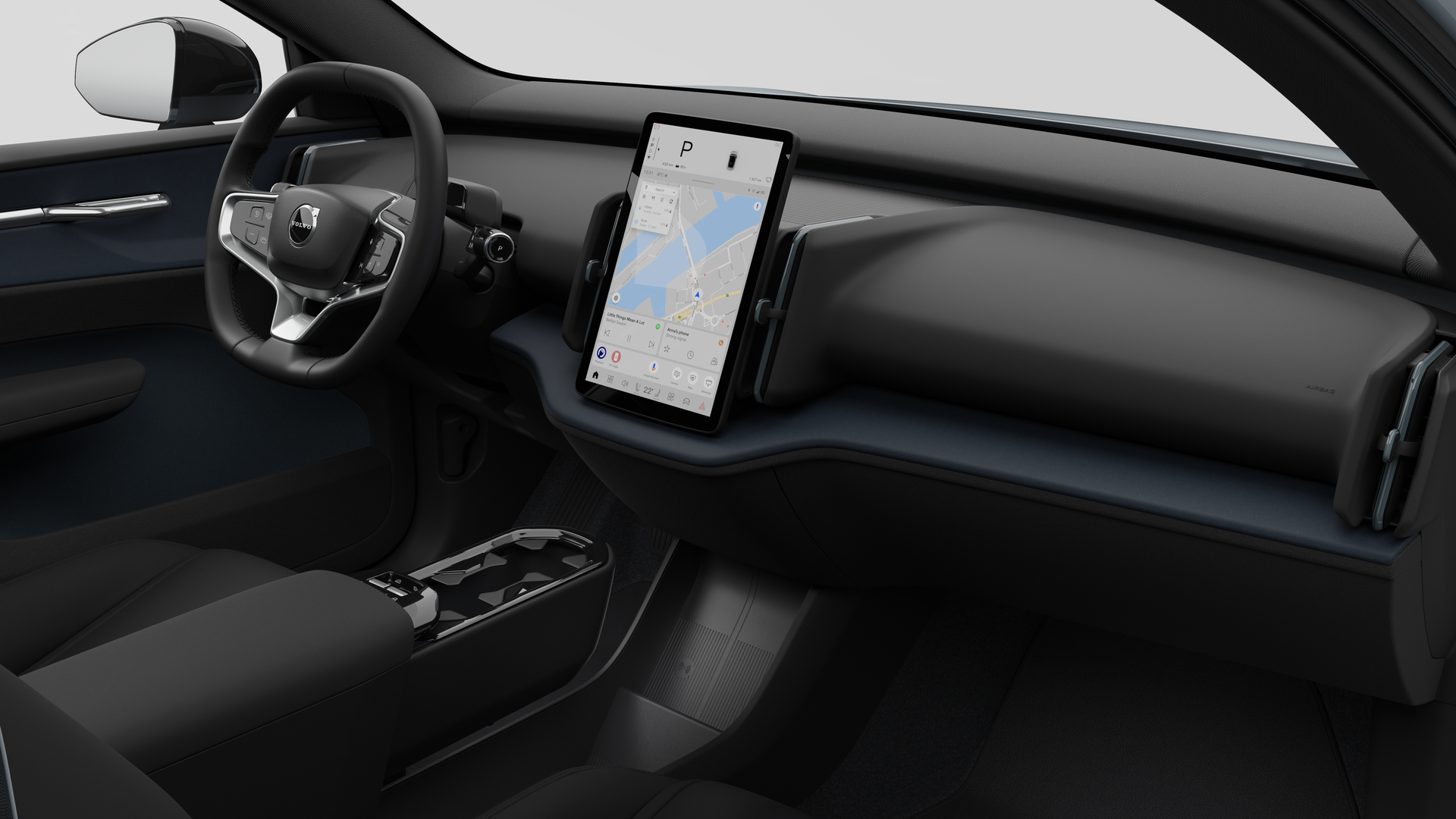 Vue de profil de l’EX30 de couleur blanche.