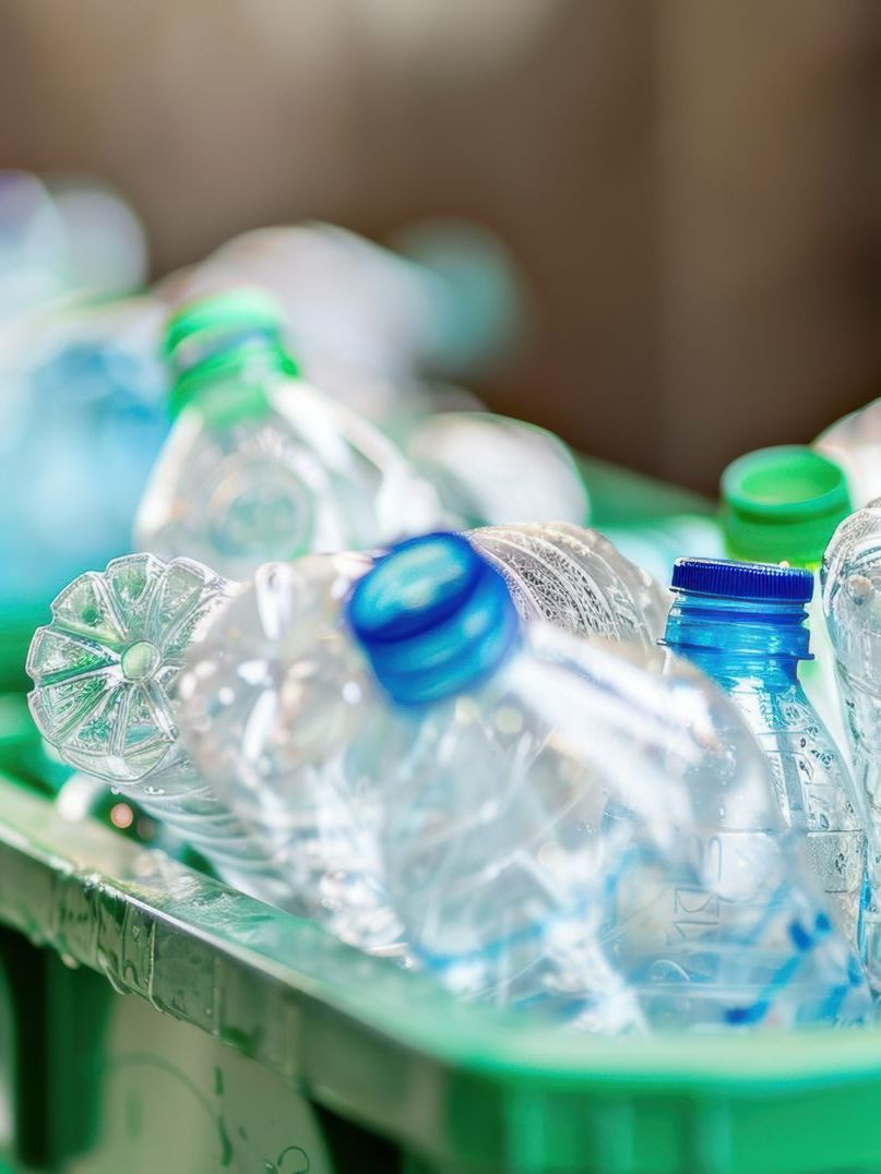 Bouteilles vides dans une poubelle