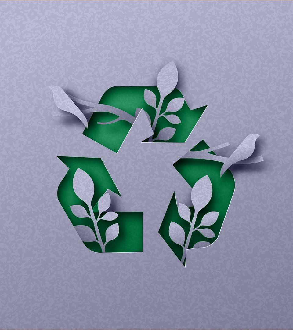Logo « recyclage » extrudé dans le carton