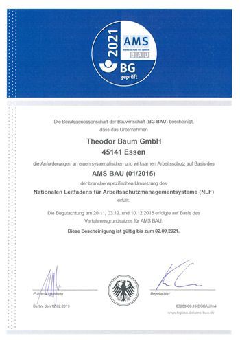 Theodor Baum GmbH Zertifikat
