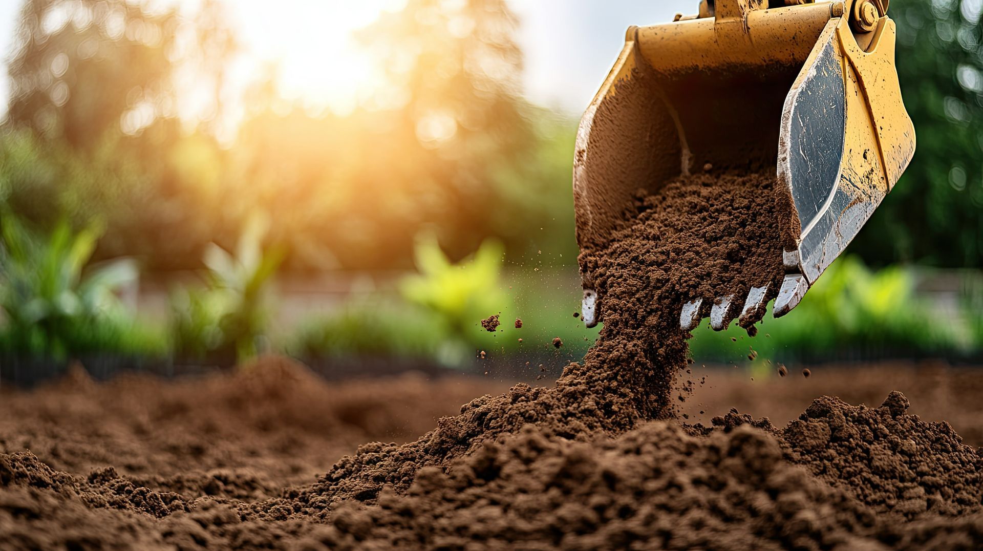 Une pelleteuse qui prépare la terre