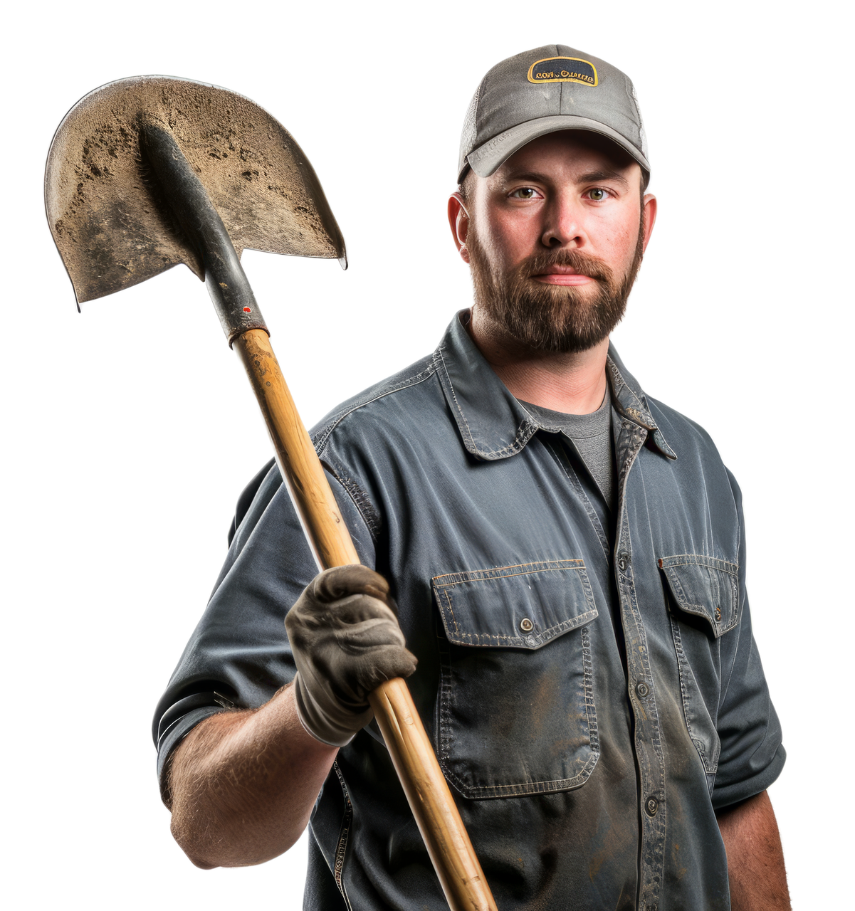 Un paysagiste avec une pelle