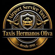 Business card for Taxis Hermanos Oliva, featuring the company name, a 24/7 icon, and the phone number +34 687 903 900.