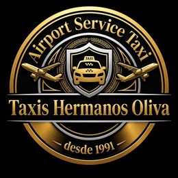 Business card for Taxis Hermanos Oliva, featuring the company name, a 24/7 icon, and the phone number +34 687 903 900.