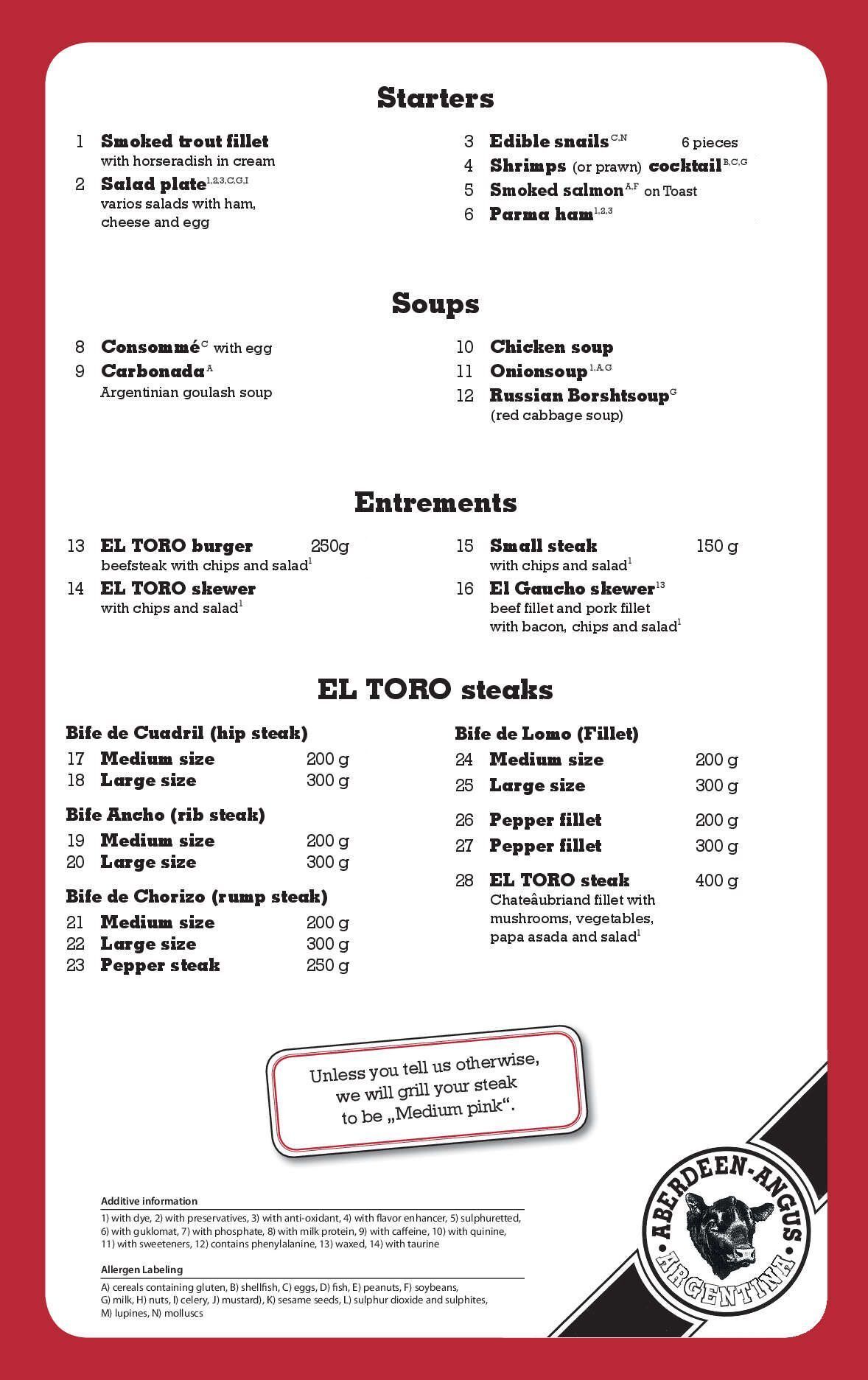 El Toro | Bochum | Steakhaus | Menu and special Offers