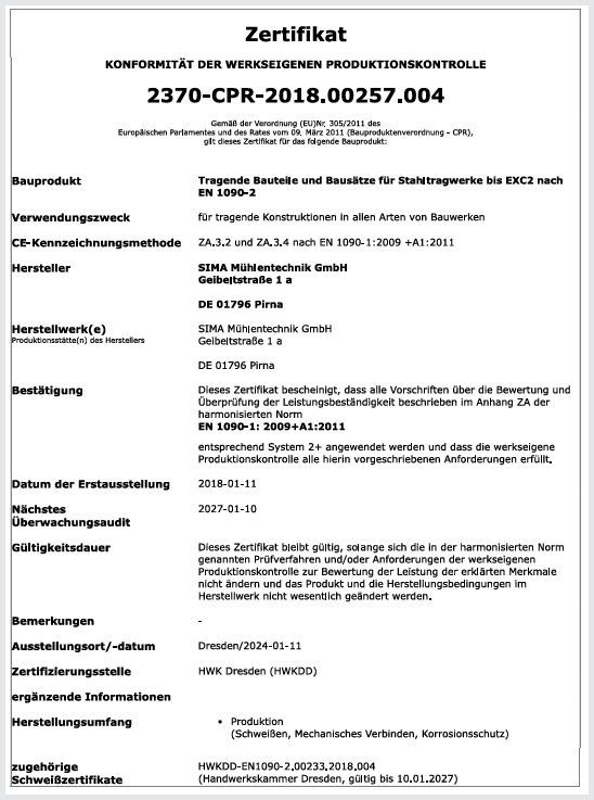 Zertifikat Konformität