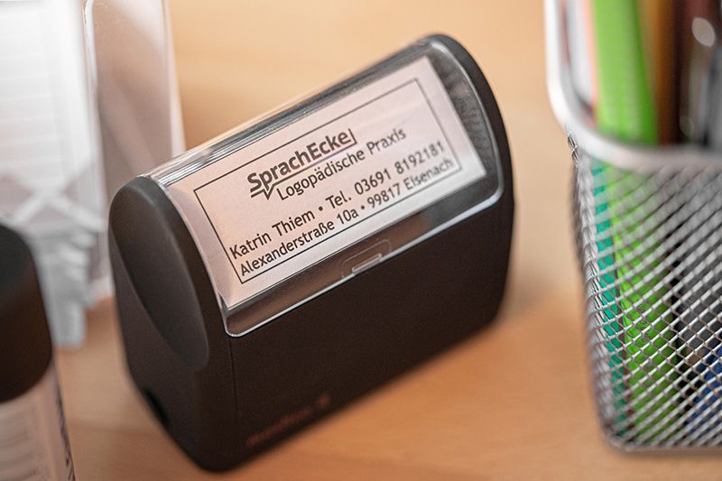 Stempelgerät in der logopädischen Praxis SprachEcke