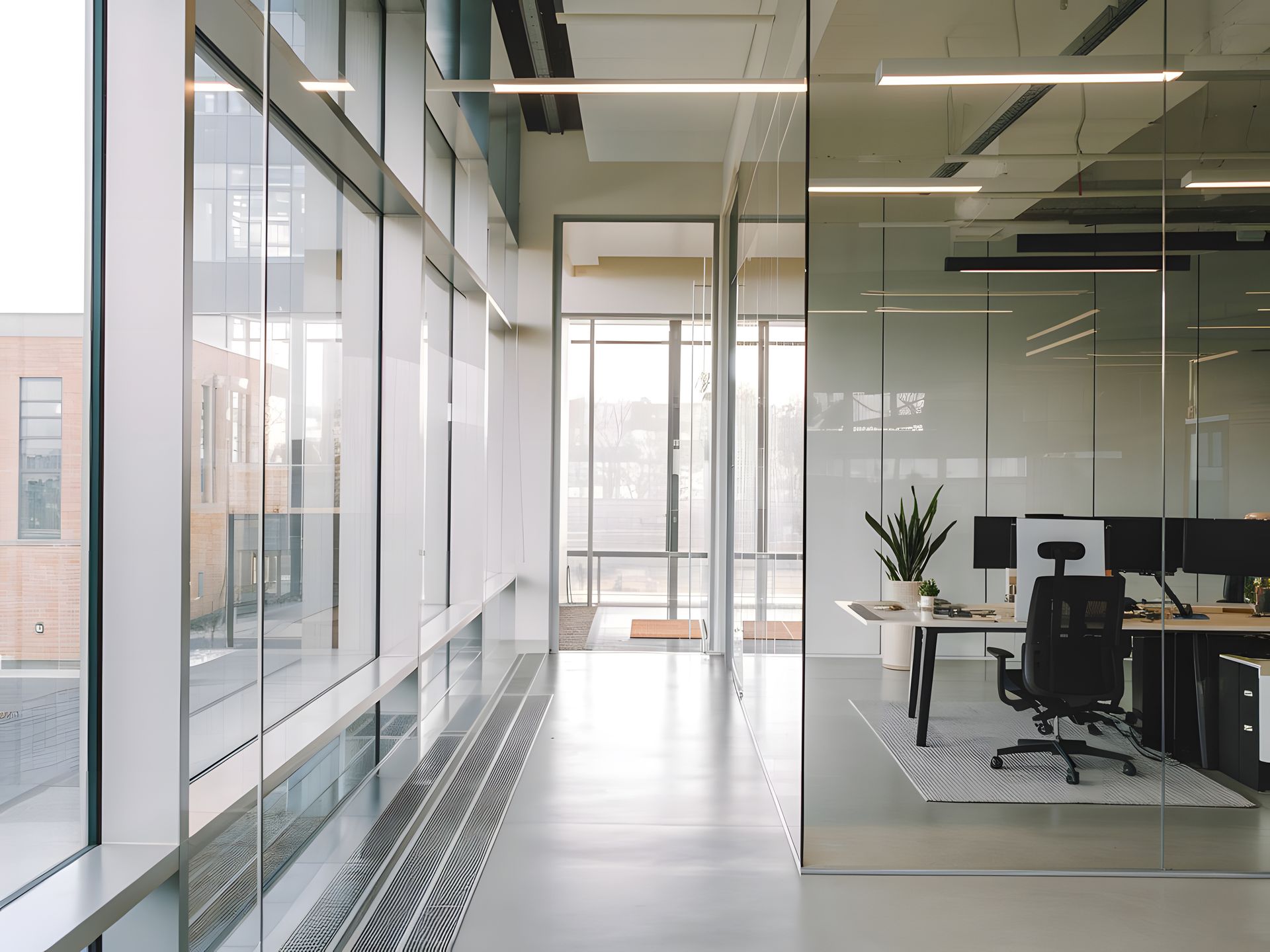 Un bureau propre au design minimaliste.