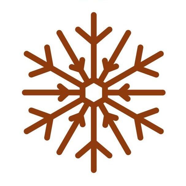 Un icono de copo de nieve marrón sobre un fondo blanco