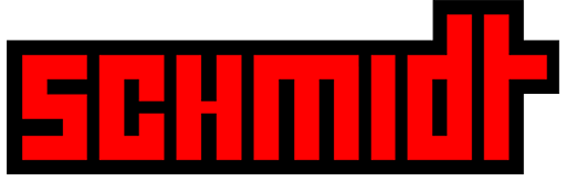 Ein rot-schwarzes Logo für Schmidt auf weißem Hintergrund.
