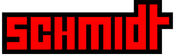 Ein rot-schwarzes Logo für Schmidt auf weißem Hintergrund.