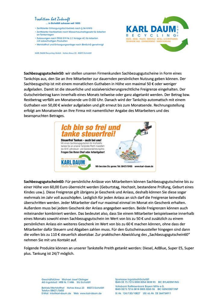 Sachbezugsgutschein | Karl Daum Recycling