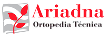 Un logotipo para Ariadna Ortopedia Tecnica con una flor roja.