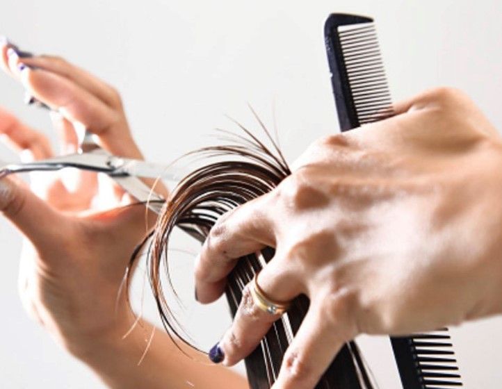 Einer Frau werden die Haare geschnitten bei Burda Petra Power of Hair