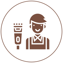 Icon: Mann mit Rasierapparat daneben