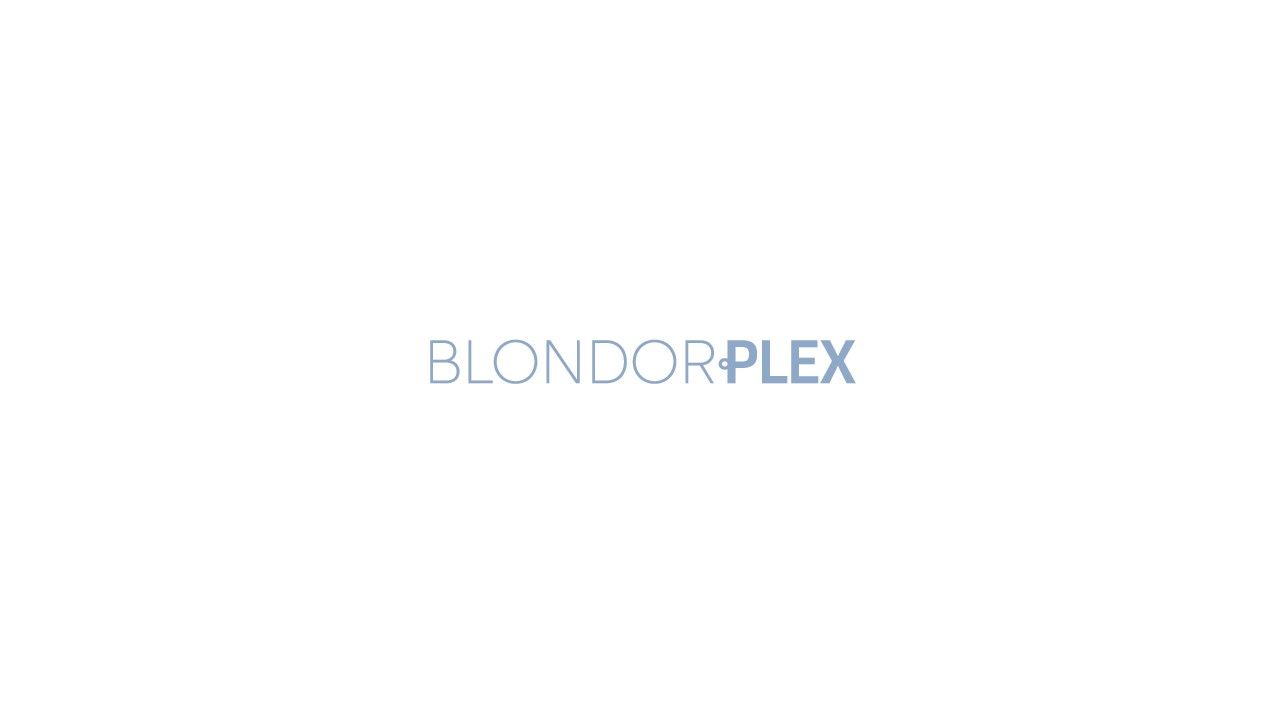 Weißer Hintergrund mit dem BLONDORPLEX-Logo in hellblaugrauem Text in der Mitte.