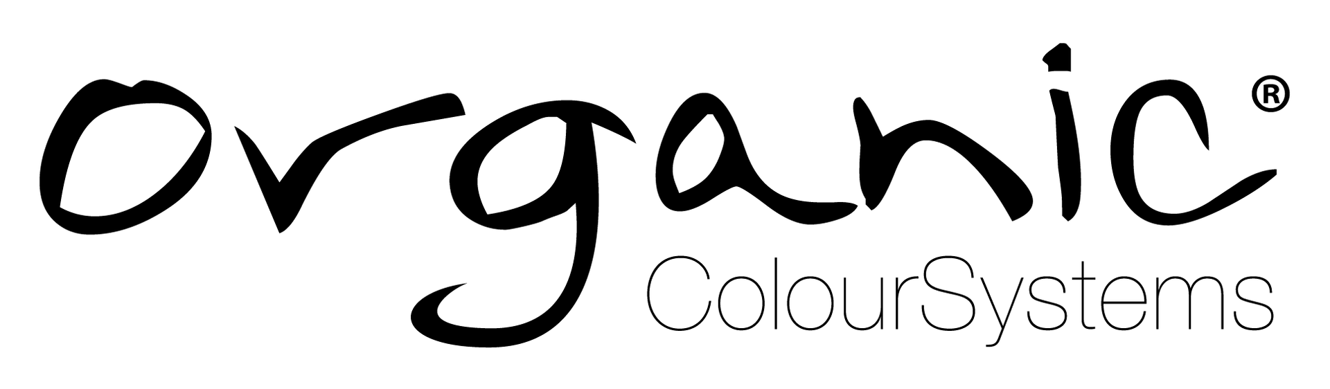 Organic ColourSystems-Logo mit schwarzem und grauem Text auf weißem Hintergrund