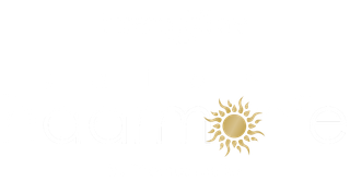 Minimalistische weiße Benutzeroberfläche mit einem kleinen goldenen Sonnensymbol auf der rechten Seite