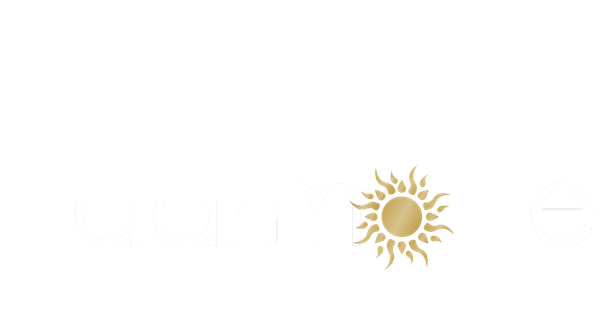 Logo für den Intercoiffure Salon Harmonie von Thomas Müller, weiße Schrift mit goldenem Sonnenstrahlen-Akzent