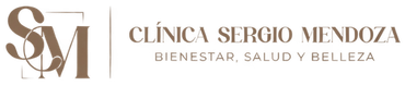 Logotipo para Cl&iacute;nica Sergio Mendoza con monograma SM y el eslogan &laquo;Bienestar, salud y belleza&raquo;